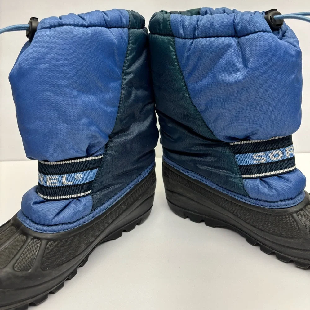 Sorel Blue and Black Kids' Winter Boots with Adjustable Strap, SZ 4